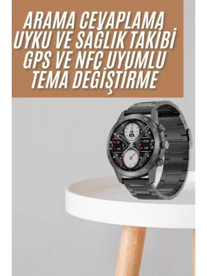 Akıllı Saat Çelik Kordon Çağrı Cevaplama Amoled Ekran Titreşimli Uyku ve Sağlık Takibi