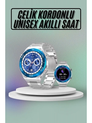 Akıllı Saat Çelik Kordonlu Amoled Ekran Android ve İOS Uyumlu Çağrı Cevaplayabilen