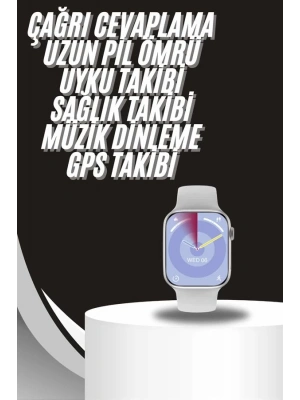 Akıllı Saat Gümüş Kasa Bluetooth Kulaklık Hediyeli Çok Fonksiyonlu İkili Set