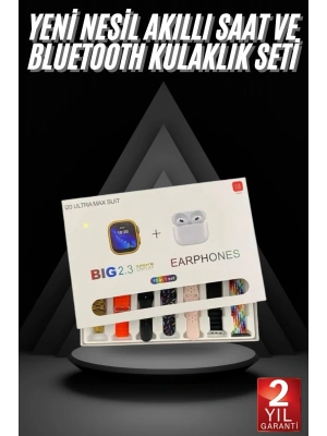 Akıllı Saat ve Air Pro Kulaklık 7 Kordonlu Çok Fonksiyonlu İkili Set