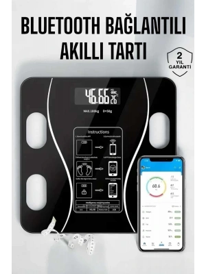 Akıllı Tartı Bluetooth Bağlantılı Yağ Ölçebilen Tartı Yeni Nesil