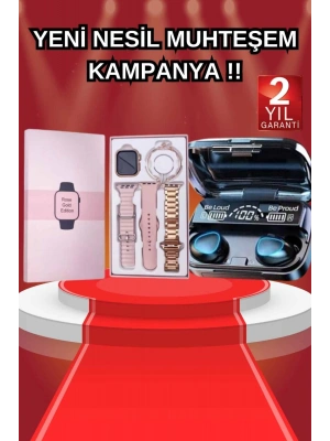 Aksesuar Hediyeli Akıllı Saat ve Dijital Göstergeli Powerbankli Bluetooth Kulaklık