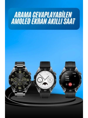 Amoled Ekran 3 Kordonlu Akıllı Saat 5.0 Bluetooth Bağlantılı Android ve İOS Uyumlu