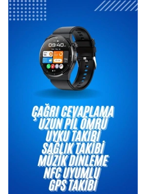 Amoled Ekran Metal Deri Silikon Kordonlu Uyku ve Sağlık Takibi