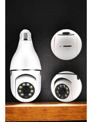 Ampul Görünümlü Güvenlik Kamerası Duylu Wifi Kamerası Dönebilen