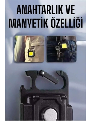 Anahtarlık Çok Amaçlı Mıknatıslı Taşınabilir Işık Led Şarjlı