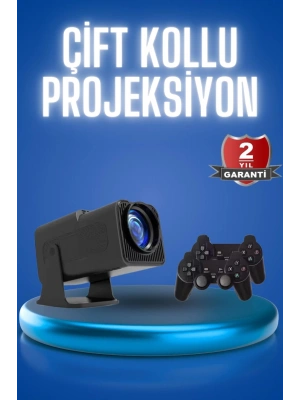 Android Projeksiyon Siyah Taşınabilir Sinema Projektörü 4k 1080p Ev Sineması Bluetooth