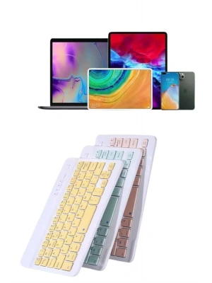 Android ve İOS Uyumlu Bluetooth Kablosuz Türkçe Q Klavye Renkli