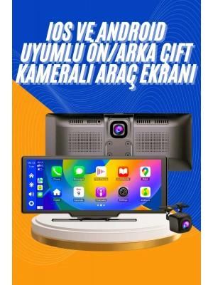 Android ve İOS Uyumlu Ön Arka Çift Kameralı Araç Ekranı Dokunmatik CarPlay