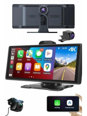 Android ve İOS Uyumlu Ön Arka Çift Kameralı Araç Ekranı Dokunmatik CarPlay