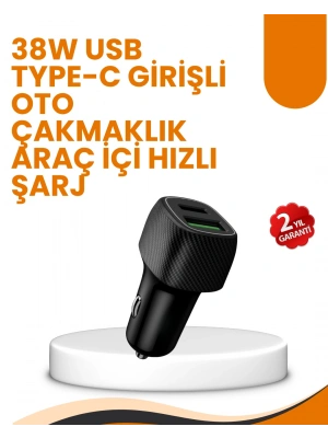Araç Çakmak Girişli 38W Hızlı Şarj Aleti – İki Cihaz Destekli