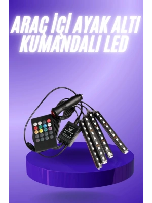 Araç İçi Ayak Altı 12li Şerit Led Işık Uzaktan Kumandalı RGB Işıklı Ses ve Müziğe Duyarlı