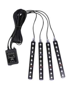 Araç Içi Aydınlatma Kumandalı 12 Led Ayak Altı Led Ambiyans Işığı Sese Duyarlı Kumandalı