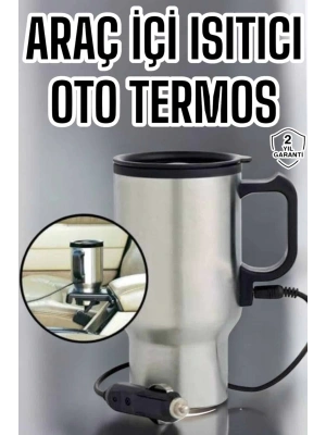 Araç İçi Çelik Su Isıtıcı Termos Bardak Çakmak Girişli Kupa Görünümlü