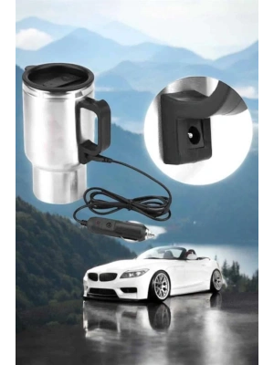 Araç İçi Çelik Su Isıtıcı Termos Bardak Çakmak Girişli Kupa Görünümlü