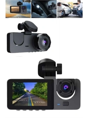 Araç İçi Dikiz Kamerası Sürüş Kaydedici 3 Lensli DVR Kamera