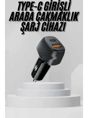 Araç İçi Şarj Cihazı 38W Güç Kapasiteli Type-C Girişli Araba Çakmaklık