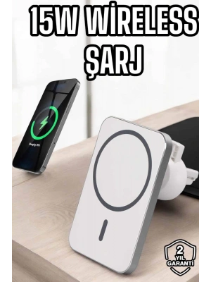 araç uyumlu Kablosuz 15W Taşınabilir Şarj Aleti Çift Kablo