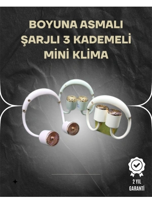 Asılabilir Mini Boyun Fanı | 1000mAh Şarjlı, Turbo Güçlü Rüzgar