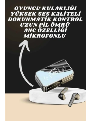 Aynalı Bluetooth Kulaklık ve 7 Kordonlu Akıllı Saat Dijital Göstergeli Uzun Pil Ömrü