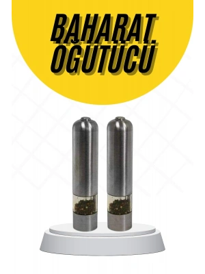 Baharat Öğütücü Paslanmaz Ayarlanabilir Otomatik Pilli Işıklı Tuz & Karabiber