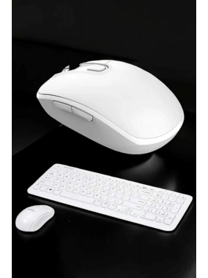 Beyaz Kablosuz Klavye Fare Seti Kablosuz Fare USB Alıcı PC Uyumlu