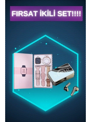 Bileklikli Amoled Ekran Akıllı Saat ve Dijital Göstergeli Kablosuz Bluetooth Kulaklık ANC/ ENC