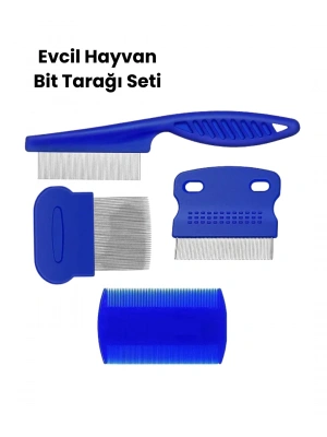 Bit, Pire ve Tüy Temizliğine Uygun Çok Amaçlı Evcil Hayvan Tarağı Seti