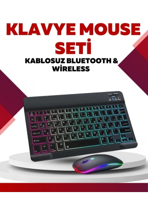 Bluetooth 5.3 Destekli Şarjlı Taşınabilir Klavye + Mouse Kombinasyonu
