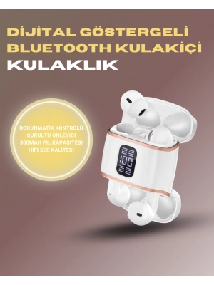 Bluetooth 5.3 Kulaklık – 4 Adet, Çift Kulaklıklı, Dijital Göstergeli, ANC + ENC