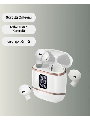 Bluetooth 5.3 Kulaklık – 4 Adet, Çift Kulaklıklı, Dijital Göstergeli, ANC + ENC