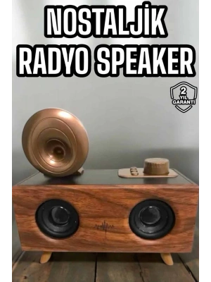 Bluetooth Hoparlör Ahşap Klasik Retro Gramofon Bluetooth Müzik Kutusu