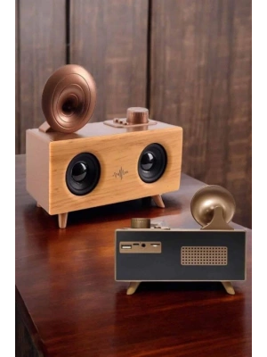 Bluetooth Hoparlör Ahşap Klasik Retro Gramofon Bluetooth Müzik Kutusu