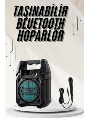 Bluetooth Hoparlör Led Işıklı Taşınabilir Kablosuz Speaker Uzun Pil Ömrü