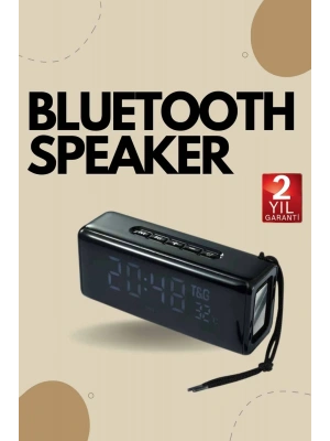 Bluetooth Hoparlör Speaker Saat Göstergeli Uzun Pil Ömrü Taşınabilir