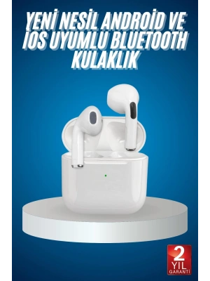 Bluetooth Kulaklık Beyaz Çağrı Cevaplama Dokunmatik Kontrol Kablosuz