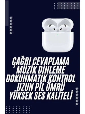 Bluetooth Kulaklık Beyaz Çağrı Cevaplama Dokunmatik Kontrol Kablosuz