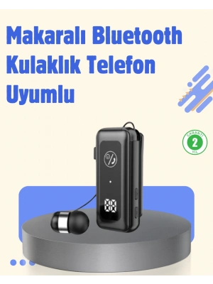 Bluetooth 5.2 Kablolu Makaralı Kulaklık | Dijital Ekran ve Titreşimli Bildirim