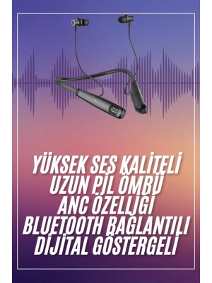 Boyun Askılı 100 Saat Kablosuz Kulaklık Göstergeli Bluetooth Kulaklık