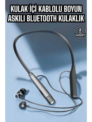 Boyun Askılı Bluetooth Kulaklık Uzun Şarj Süreli Dijital Göstergeli Kablolu