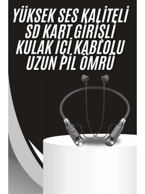 Boyun Bantlı Kulak İçi Kablolu Yüksek Ses Kaliteli Bluetooth Kulaklık