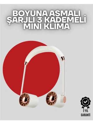 Boyuna Asılan Taşınabilir Küçük Fan | Turbo Motor, 5 Kanat, Katlanabilir Gövde