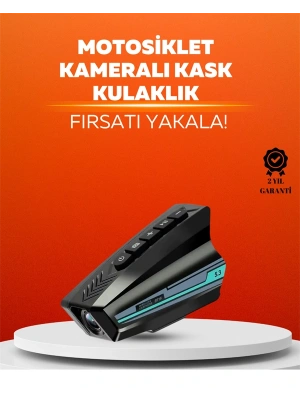 BT16 Akıllı Kask Kamerası – 1080P HD, Bluetooth 5.3, IP65 Su Geçirmez