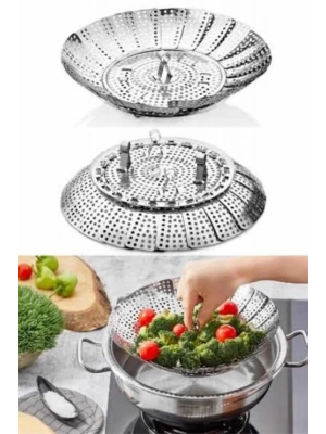 Buharda Pişirme Aparatı Katlanabilir Sebze Pişirme Haşlama Aparatı