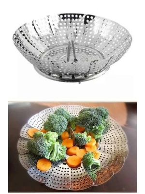 Buharda Pişirme Haşlama Aparatı Açılır Kapanır Paslanmaz Çelik Sebze Haşlama