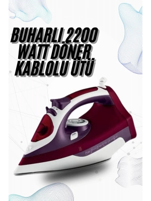 Buharlı Kablolu Ütü 2200 Watt Kireçlenme Önleyici Şok Buharlı
