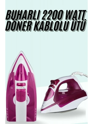 Buharlı Ütü 2200 Watt Seramik Tabanlı Taşınabilir Kablolu Ütü