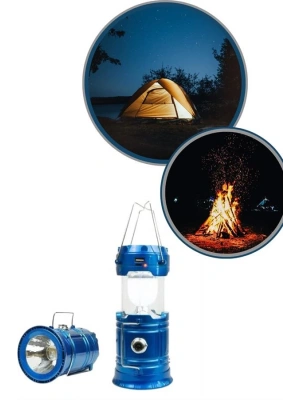 Büyük Boy Güneş Enerjili Kamp Feneri Işıldak Lamba USB Şarjlı