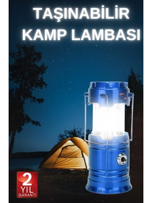 Büyük Boy Güneş Enerjili Kamp Feneri Işıldak Lamba USB Şarjlı