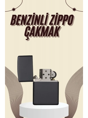 Çakmak Parlak Siyah Zippo Benzinli Çakmak Cep Boy Doldurulabilir